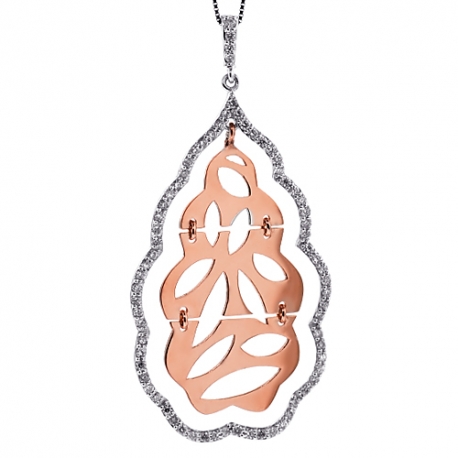 18K Two Tone Gold 0.57 ct Diamond Womens Islamic Necklace