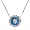 Womens Diamond Blue Evil Eye Pendant Necklace 18K White Gold 17"
