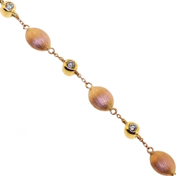 18K Two Tone Gold 1.22 ct Diamond Bead Station Womens Necklace