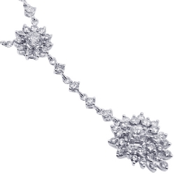 18K White Gold 3.61 ct Diamond Cluster Womens Y Shape Necklace