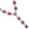 Womens Ruby Diamond Y Shape Drop Necklace 18K Yellow Gold 18"
