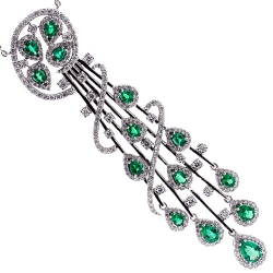 18K White Gold 5.17 ct Diamond Emerald Womens Tassel Necklace