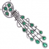 Womens Diamond Emerald Tassel Necklace 18K White Gold 5.17ct 18"