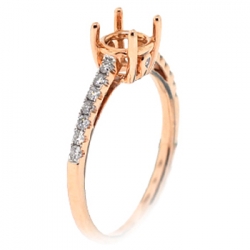14K Rose Gold Diamond Solitaire Semi Mount Engagement Ring