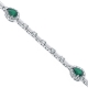 18K White Gold 3.40 ct Pear Emerald Diamond Womens Bracelet