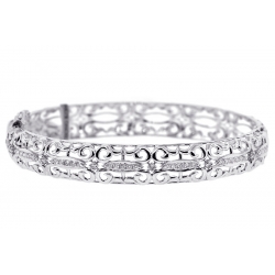 18K White Gold 0.55 ct Diamond Womens Filigree Bangle Bracelet
