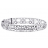 Womens Diamond Filigree Bangle Bracelet 18K White Gold 0.55 ct