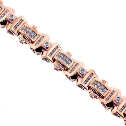 14K Rose Gold 4.04 ct Diamond Link Mens Bracelet 8 1/2 Inches