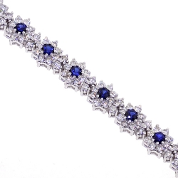 18K White Gold 6.54 ct Diamond Blue Sapphire Womens Bracelet