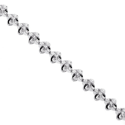 18K White Gold 0.95 ct Diamond Flower Halo Womens Bracelet