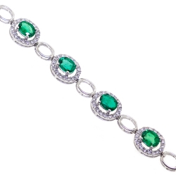 18K White Gold 4.93 ct Emerald Diamond Womens Halo Bracelet