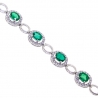 Womens Emerald Diamond Halo Bracelet 18K White Gold 4.93 ct 7.25"