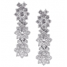 Womens Diamond Cluster Drop Earrings 18K White Gold 2.27 ct