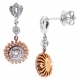 18K Two Tone Gold 1.00 ct Diamond Womens Halo Drop Earrings