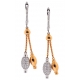 18K Two Tone Gold 1.05 ct Diamond Womens Dual Teardrop Earrings