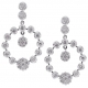 18K White Gold 3.18 ct Diamond Cluster Open Dangle Earrings