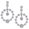 Womens Diamond Cluster Dangle Earrings18K White Gold 3.18 ct