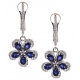 14K White Gold 2.41 ct Diamond Sapphire Womens Flower Earrings