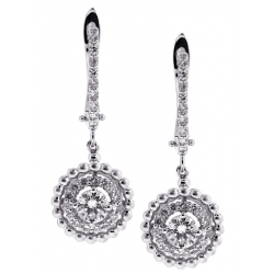 18K White Gold 1.21 ct Diamond Womens Drop Earrings