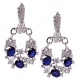 18K White Gold 4.46 ct Diamond Blue Sapphire Womens Earrings