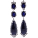 18K White Gold 5.31 ct Sapphire Diamond Womens Drop Earrings