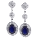 18K White Gold 4.22 ct Sapphire Diamond Double Halo Drop Earrings