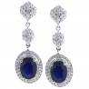 Womens Sapphire Diamond Double Halo Drop Earrings 18K White Gold