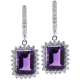 18K White Gold 4.88 ct Amethyst Diamond Womens Drop Earrings