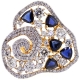 18K Yellow Gold 6.60 ct Diamond Sapphire Womens Flower Ring