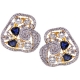 18K Yellow Gold 5.75 ct Diamond Sapphire Womens Huggie Earrings