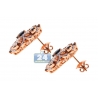 Womens Diamond Sapphire Flower Earrings 18K Rose Gold 8.56 ct