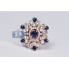 18K Rose Gold 4.91 ct Diamond Sapphire Womens Flower Ring