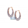 Womens Diamond Oval Hoop Puff Earrings 18K Rose Gold 4.55 Carat