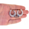 Womens Diamond Oval Hoop Puff Earrings 18K Rose Gold 4.55 Carat