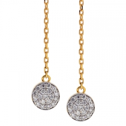 Womens Diamond Long Dangle Earrings 14K Yellow Gold 0.54 ct 4.25"