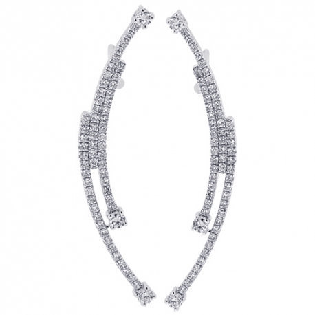 Womens Diamond Deco Ear Crawlers 14K White Gold 1.10 Carat