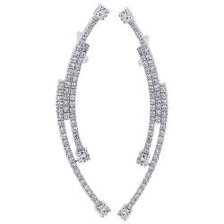 14K White Gold 1.10 ct Diamond Womens Deco Ear Crawlers