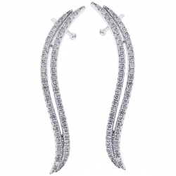 Womens Diamond Wave Ear Crawlers Earrings 14K White Gold 0.80 ct