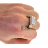 Mens Diamond Rectangle Signet Pinky Ring 14K Yellow Gold 1.88 ct