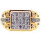 14K Yellow Gold 1.09 ct Diamond Mens Rectangular Signet Ring