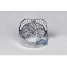 Mens Diamond Large Square Ring 14K White Gold 4.07 Carats
