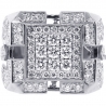 Mens Diamond Large Square Ring 14K White Gold 4.07 Carats