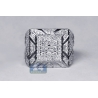 Mens Diamond Large Square Pinky Ring 14K White Gold 3.68 ct