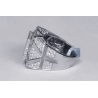 Mens Diamond Large Square Pinky Ring 14K White Gold 3.68 ct