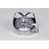 Mens Diamond Large Square Pinky Ring 14K White Gold 3.68 ct