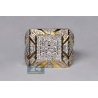 Mens Diamond Large Square Pinky Ring 14K Yellow Gold 3.69 ct