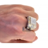 Mens Diamond Large Square Pinky Ring 14K Yellow Gold 3.69 ct