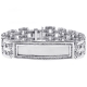 14K White Gold 2.70 ct Diamond Mens ID Name Bracelet 8 Inches