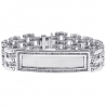 Mens Diamond ID Name Bracelet 14K White Gold 2.70 ct 8 inch