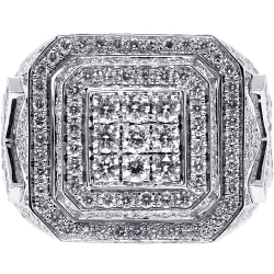 14K White Gold 4.18 ct Iced Out Diamond Mens Ring
